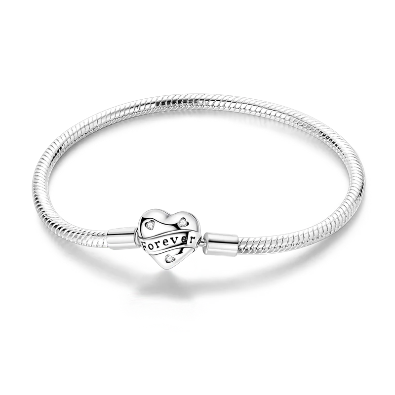 Bracelets en argent sterling 925 en forme de cœur doré scintillant