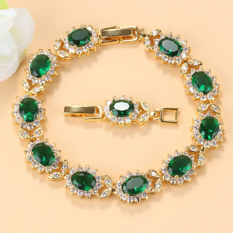 Bracelet Bangle 12 couleurs, Bijoux plaqué Or 18K avec pierre bleue, Longueur réglable