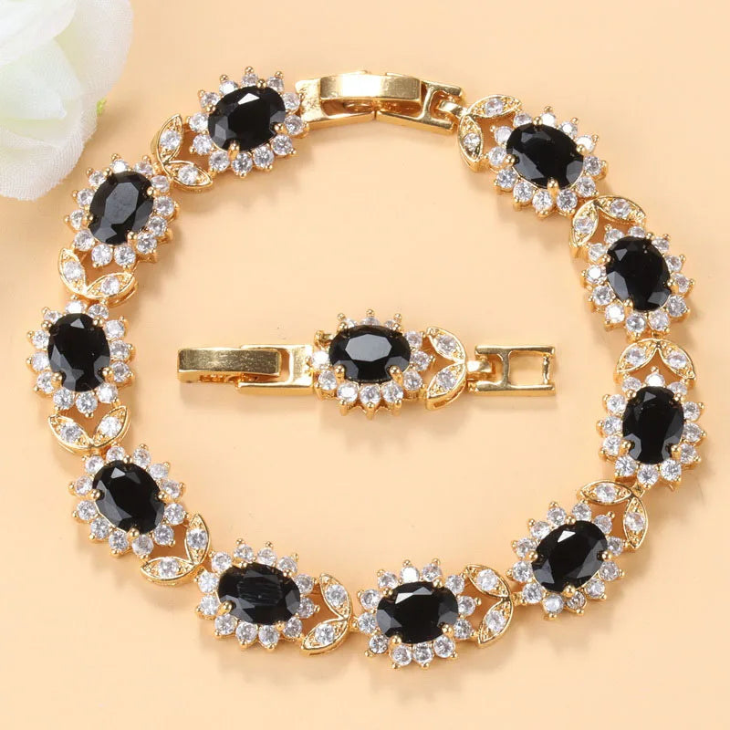 Bracelet Bangle 12 couleurs, Bijoux plaqué Or 18K avec pierre bleue, Longueur réglable