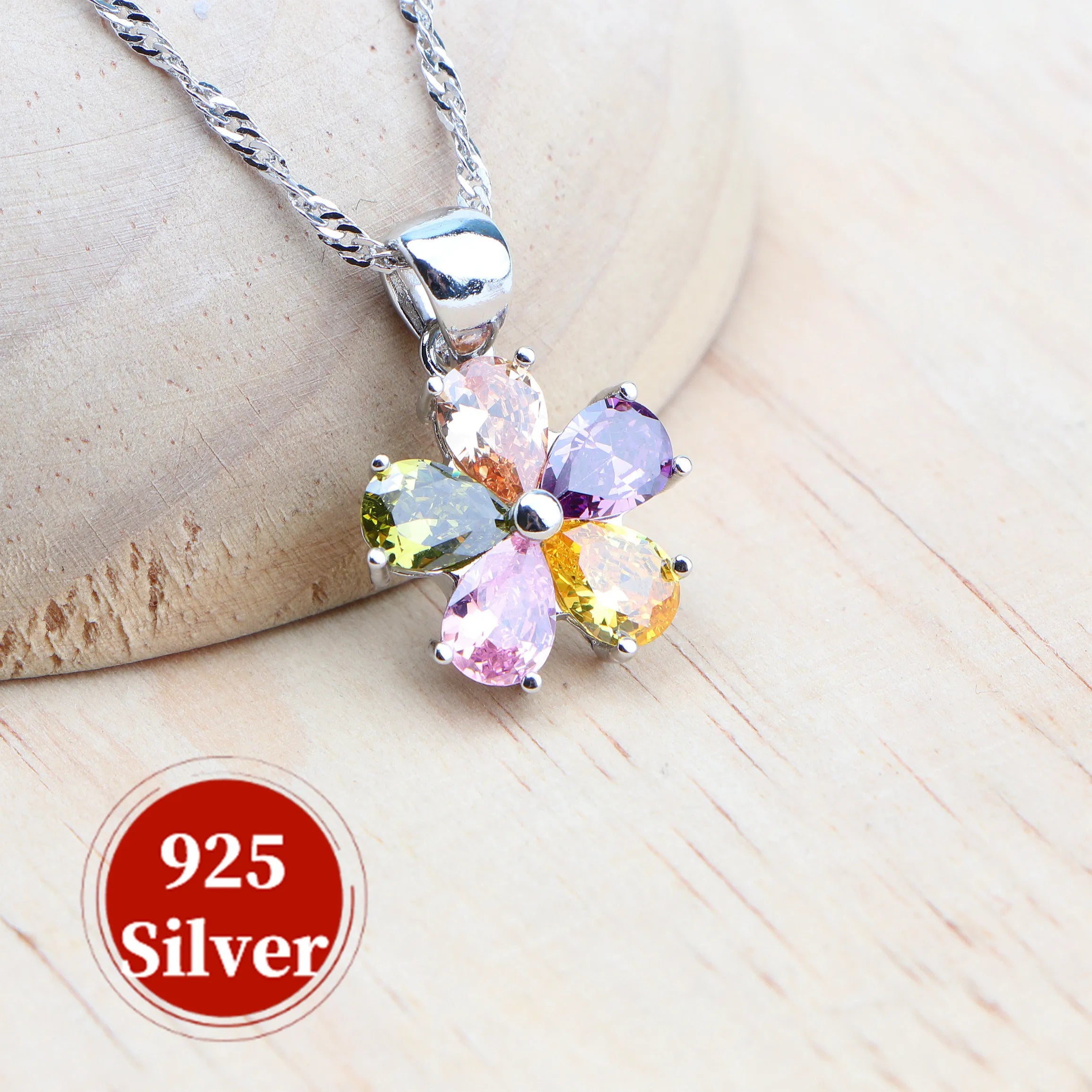 Ensembles de bijoux en argent sterling 925 Boucles d'oreilles colorées