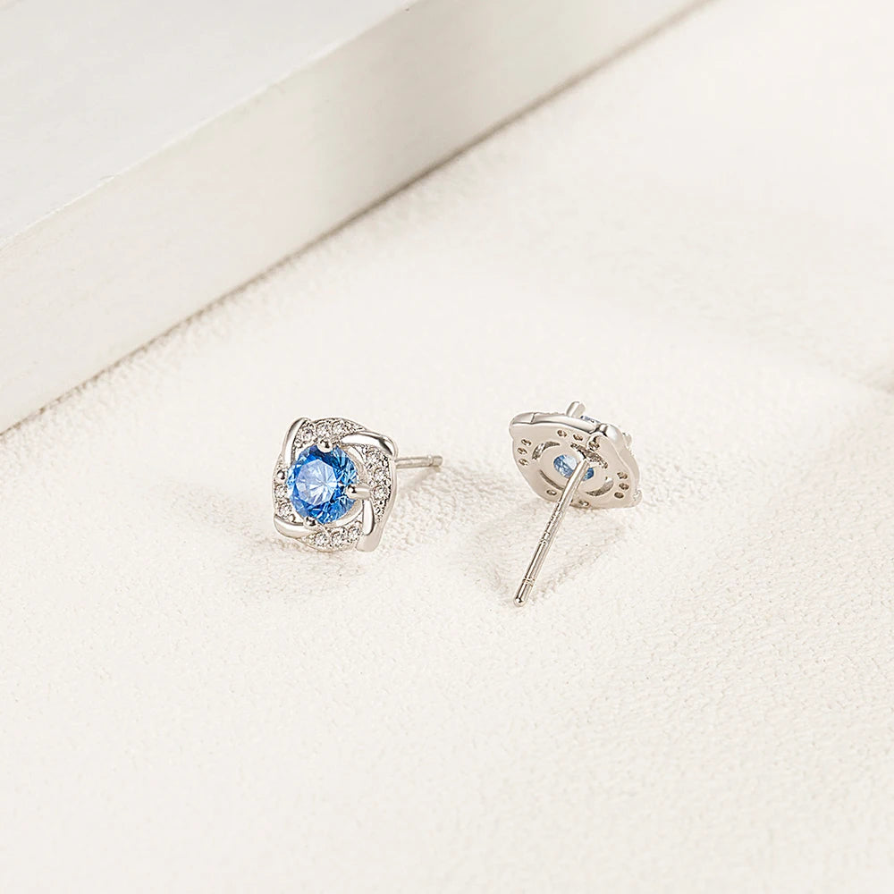 Boucles d'oreilles  en argent sterling 925, bracelets à maillons trèfle en cristal