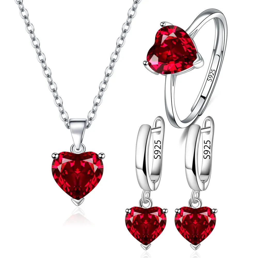 Ensembles de bijoux en argent sterling 925 forme coeur