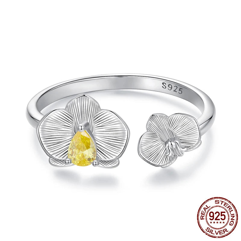 Bague en argent sterling 925 bijou chanceux en fleur plaqué or blanc