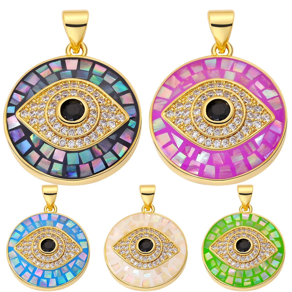 Pendentifs main de Fatima et Charms en coquillage d'opale plaqués or 18K
