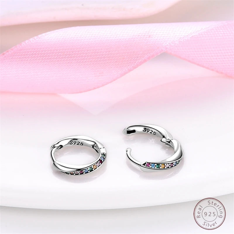 Boucles d'oreilles en argent sterling 925 brillant multicolores