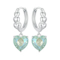 Boucles d'oreilles pendantes en forme de cœur vert menthe en argent sterling 925
