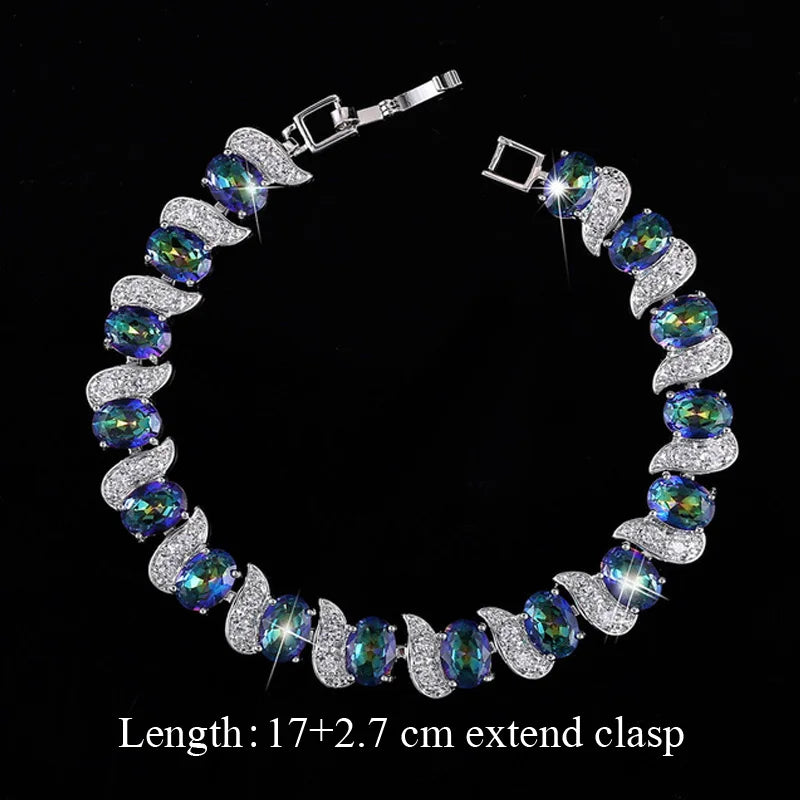 Bracelets Fashion de soirée, bijoux avec pierres en cristal CZ arc-en-ciel