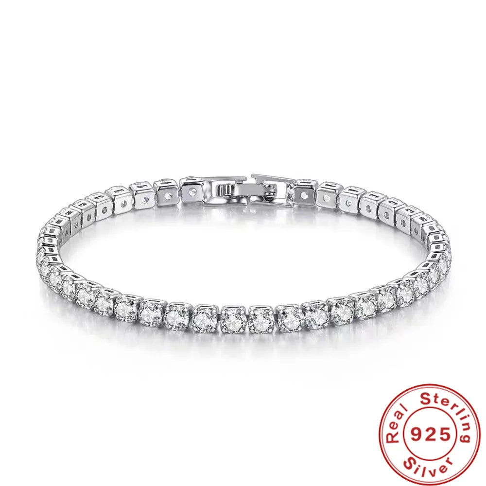 Bracelet en argent sterling 925, bijou charmant, 4 mm, 16-20 cm