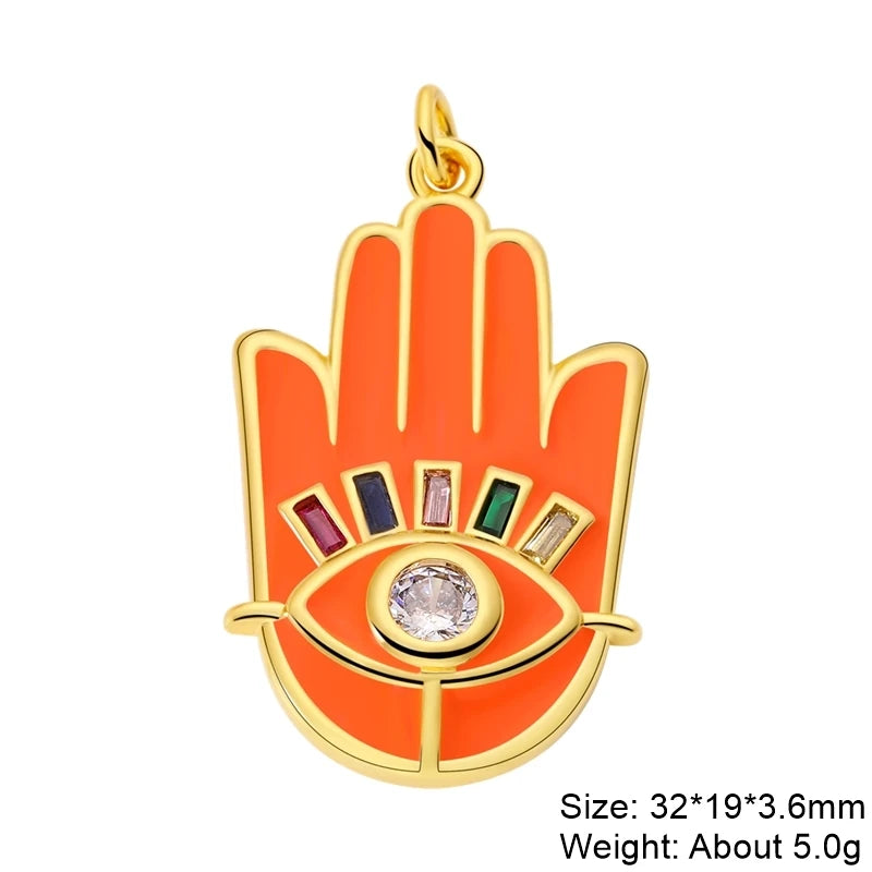 Charms ronds œil du mal turcs et grecs en coquillage d'opale plaqués or 18K