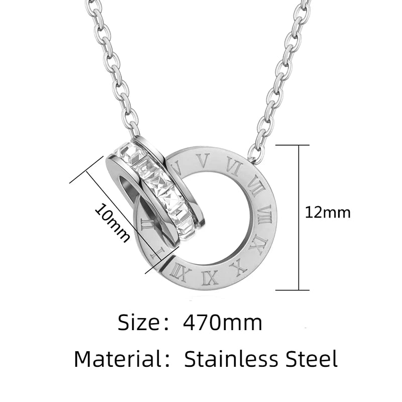 Boucles d'oreilles et collier plaqué or et argent avec cristaux et chiffres romains PAX Classic élégant