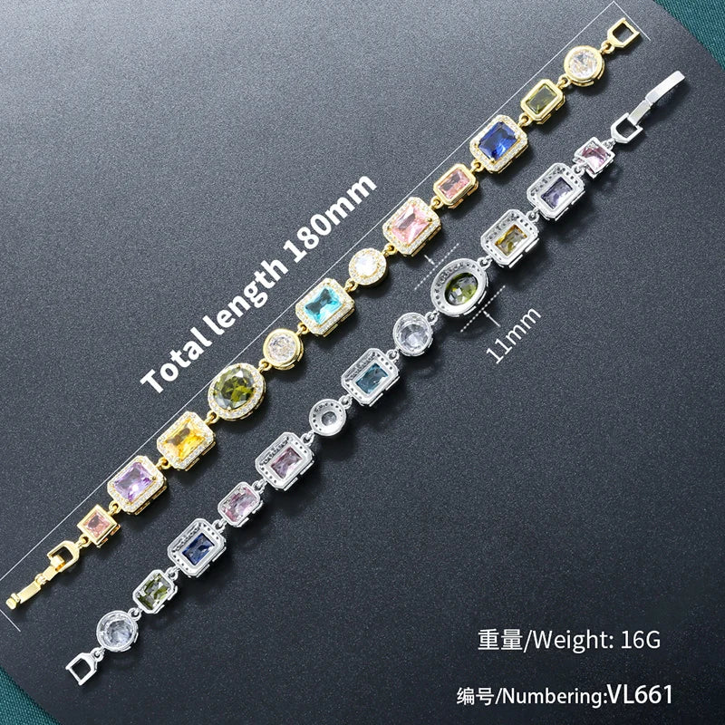 Bracelet en Pierre Semi-Précieuse Mosaïque Plaqué Or 18K