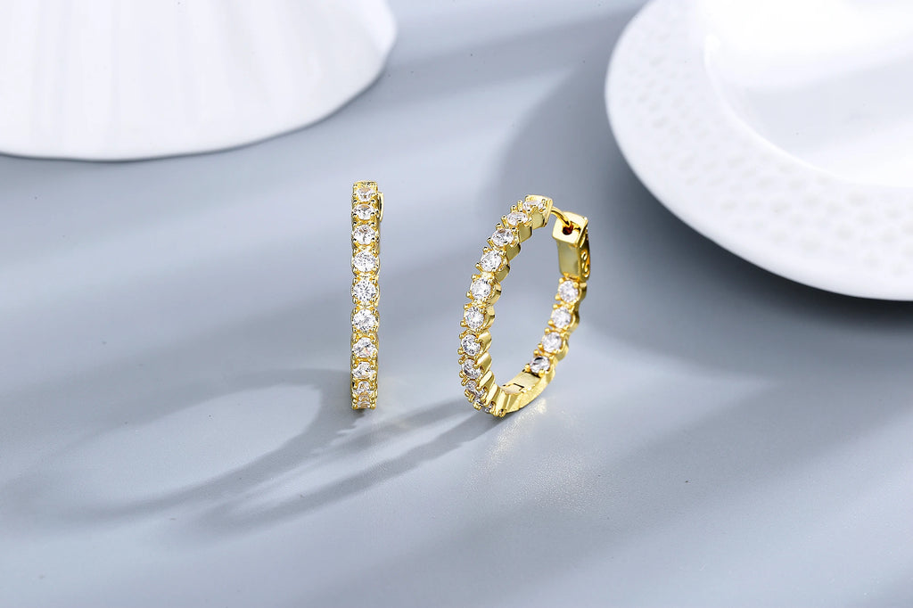 Boucles d'oreilles créoles grandes rondes 39 mm en argent Sterling 925