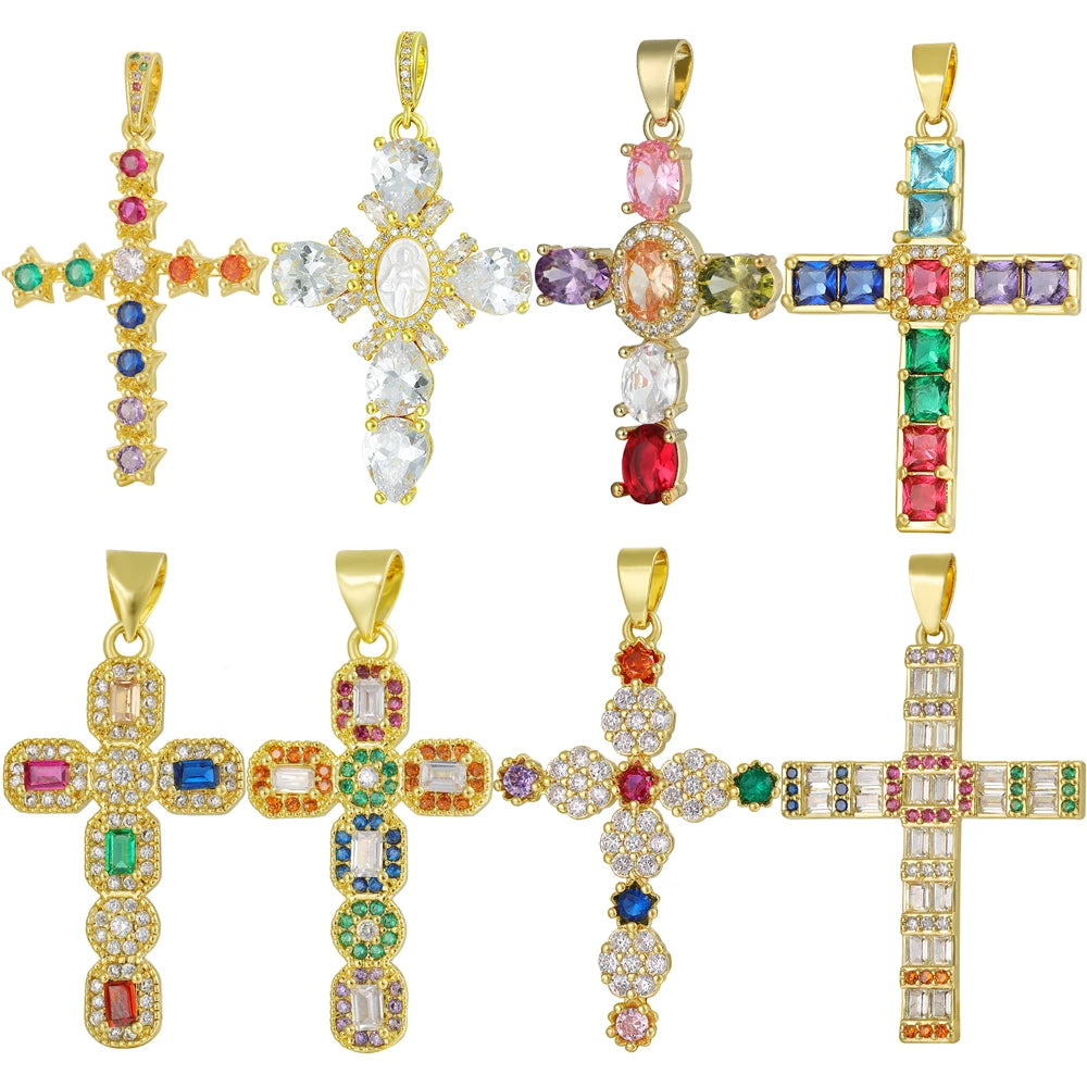 Pendentif croix en plaqué or 18K