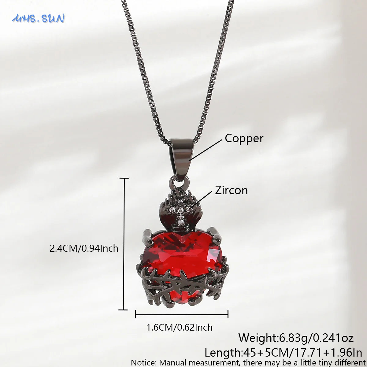 Collier Croix du Sacré-Cœur de Jésus plaqué or 18K