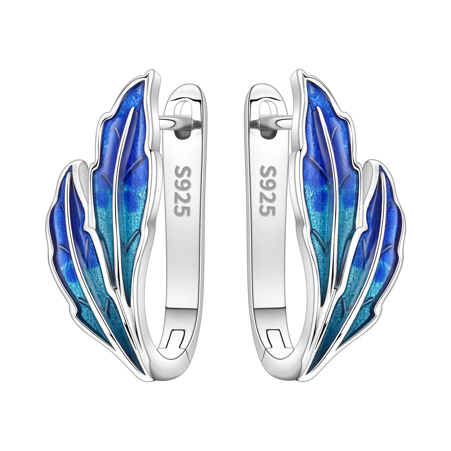 Boucles d'oreilles en argent sterling 925  minimaliste avec zircon bleu