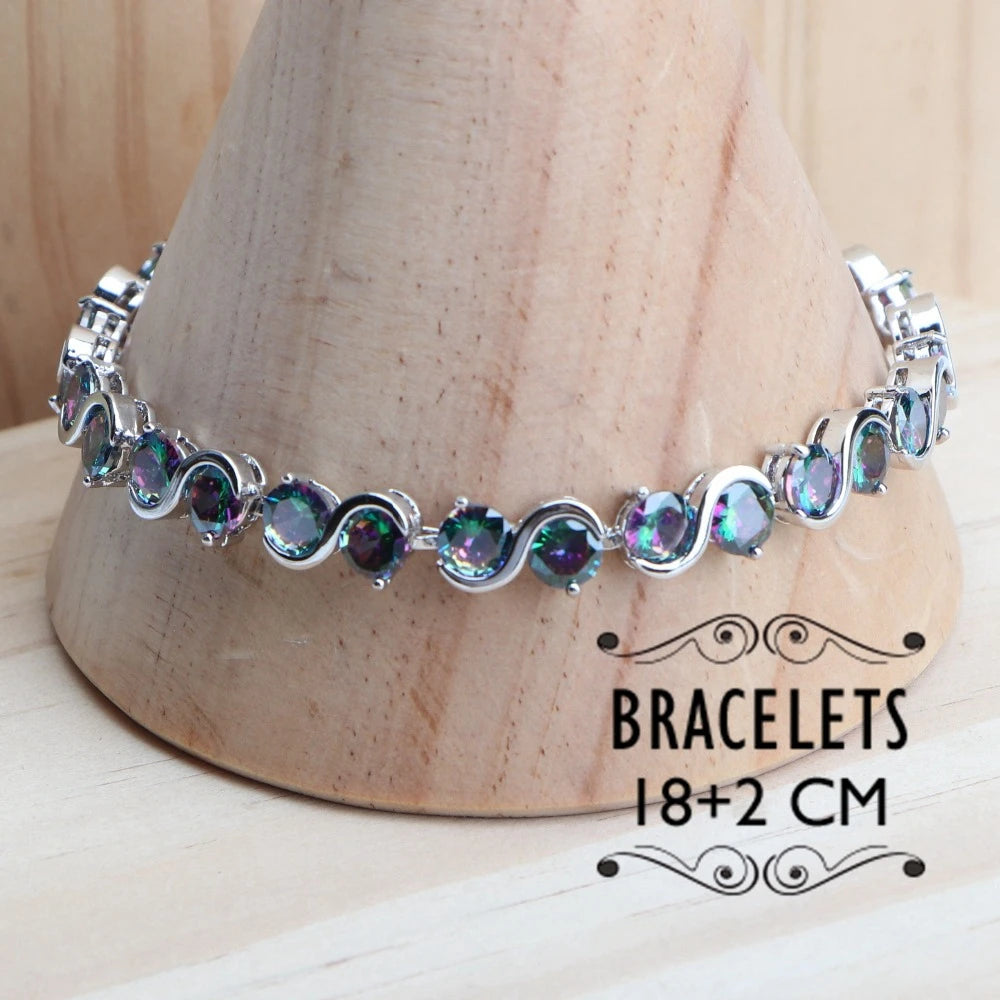 Ensembles de bijoux en argent sterling 925, boucles d'oreilles, bague, bracelets, pendentif, collier