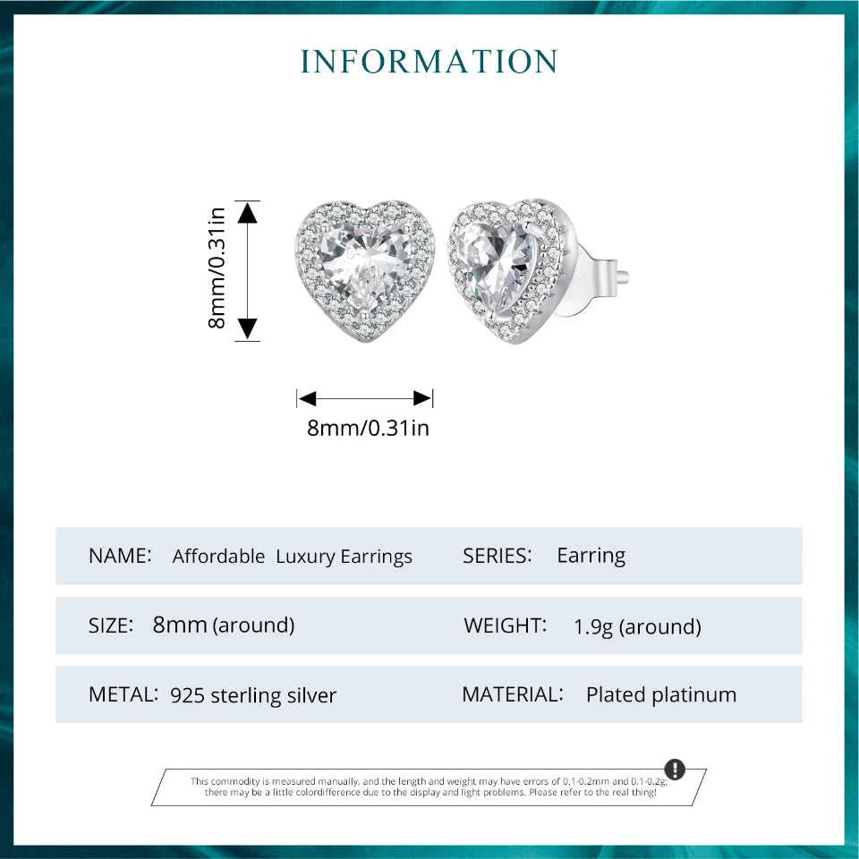 Boucles d'oreilles clous, cœur plaqué or 18K classiques, sertissage en cercle