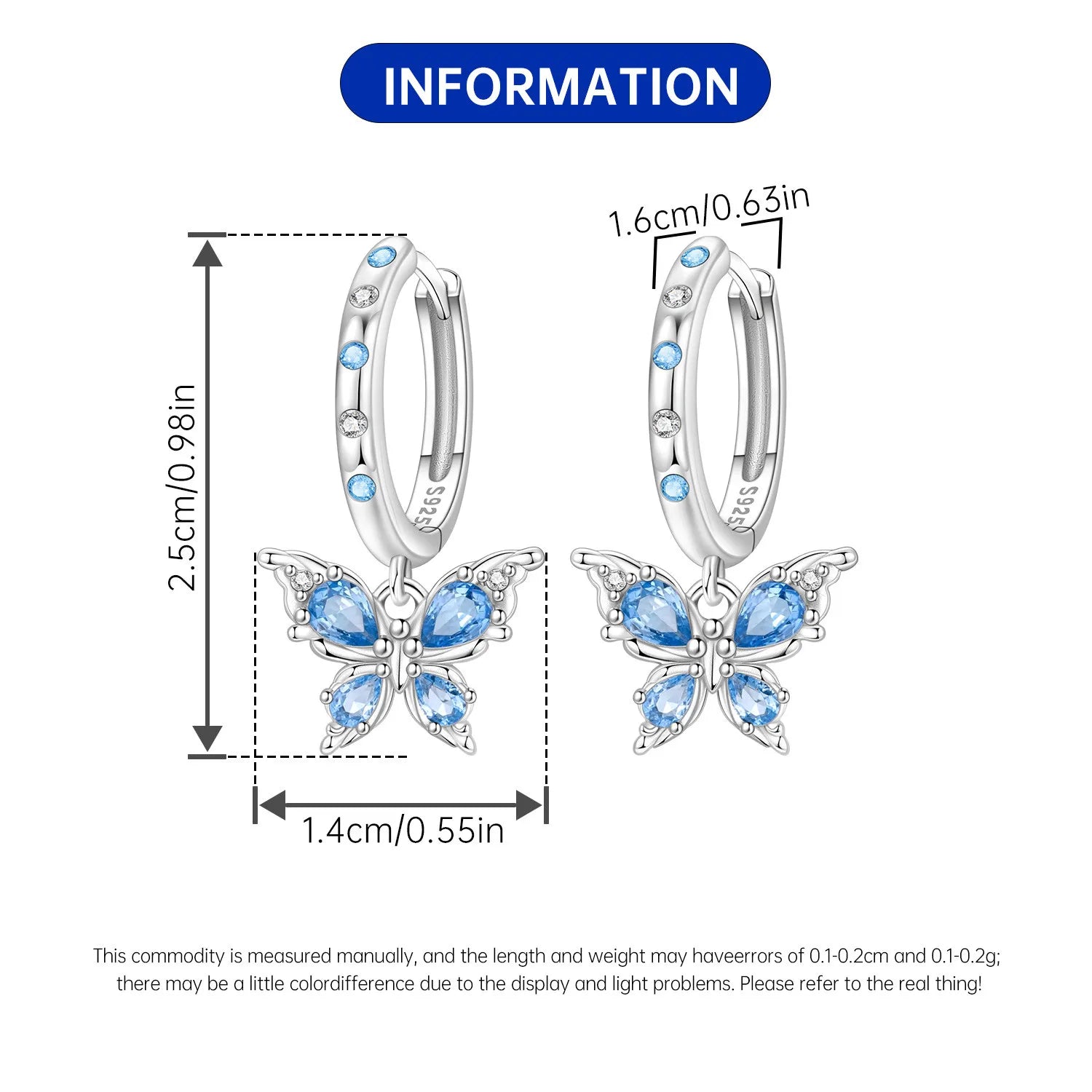 Boucles d'oreilles pendantes oiseaux bleu violet en argent sterling 925