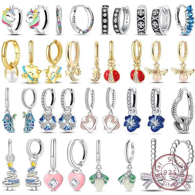 Boucles d'oreilles en argent sterling 925 brillant multicolores