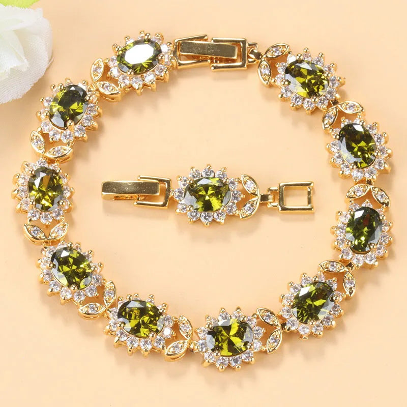 Bracelet Bangle 12 couleurs, Bijoux plaqué Or 18K avec pierre bleue, Longueur réglable