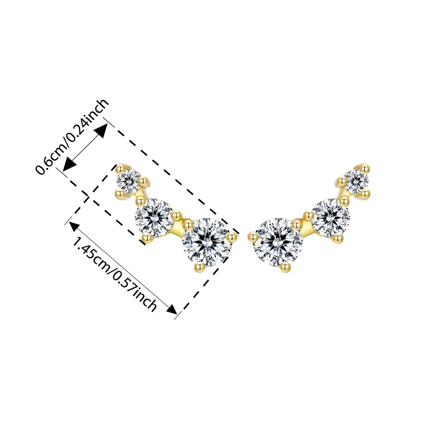 Boucles d'oreilles  en argent sterling 925, flèche CZ