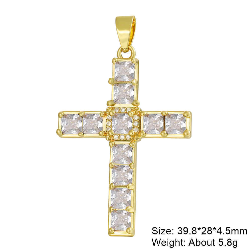 Pendentif croix en plaqué or 18K