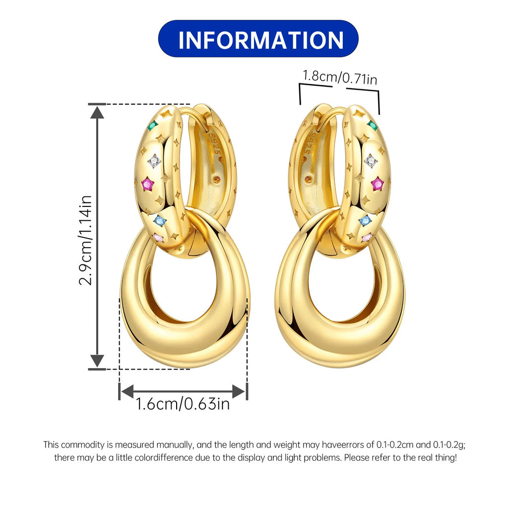 Boucles d'oreilles étoiles à double anneaux plaqué or 18K