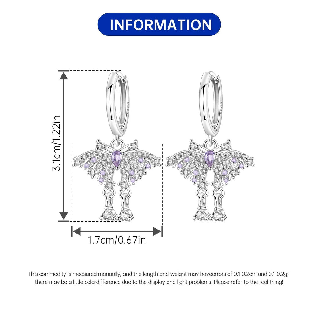 Boucles d'oreilles pendantes oiseaux bleu violet en argent sterling 925