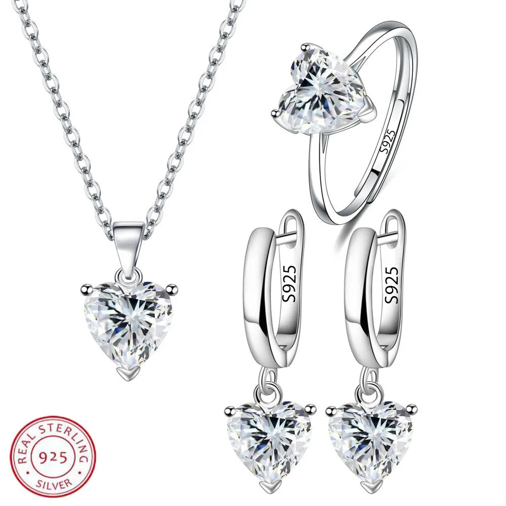 Ensembles de bijoux en argent sterling 925 forme coeur