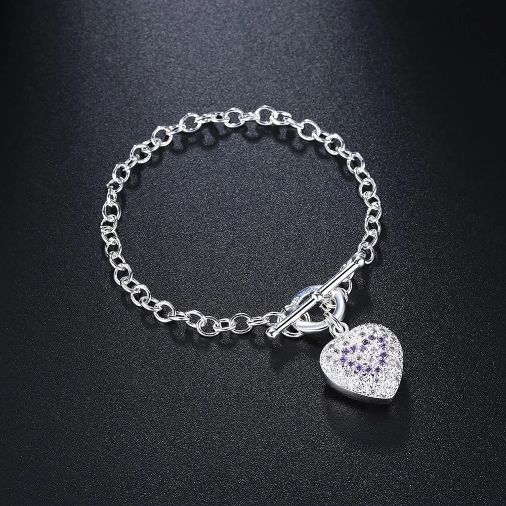 Collier pendentif en forme de cœur en cristal et argent sterling 925