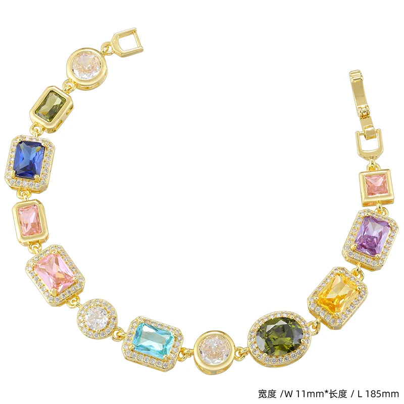 Bracelet en Pierre Semi-Précieuse Mosaïque Plaqué Or 18K