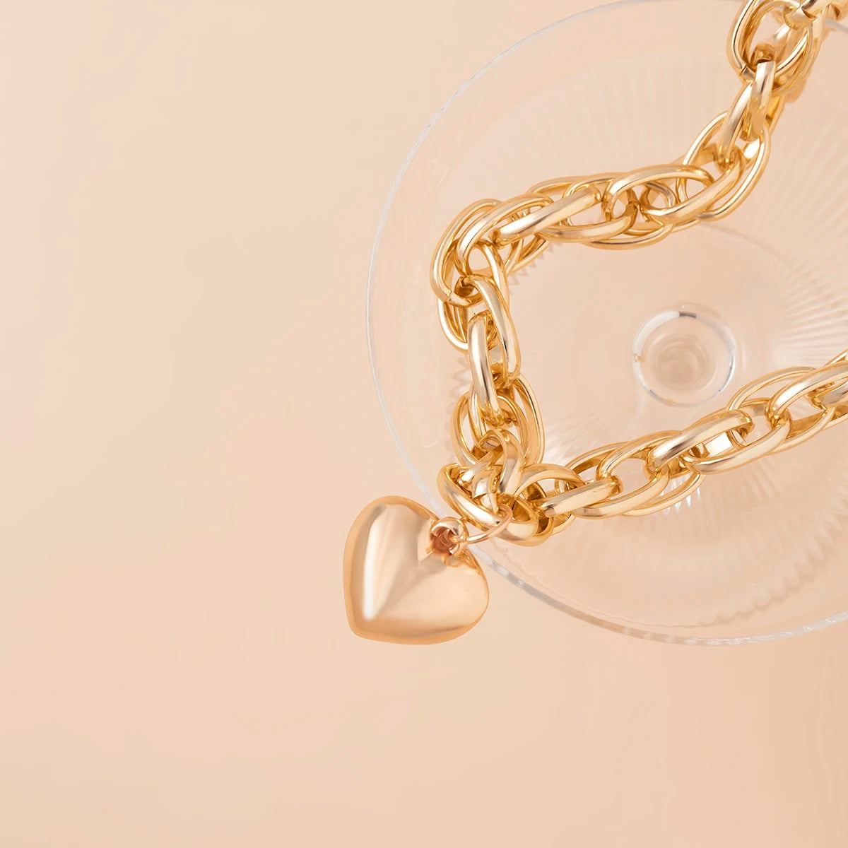 Collier épais à chaîne croisée avec pendentif cœur hip hop fantasy