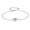 Bracelet lucky evil eye en argent sterling 925 pierre bleue CZ, bijoux réglables
