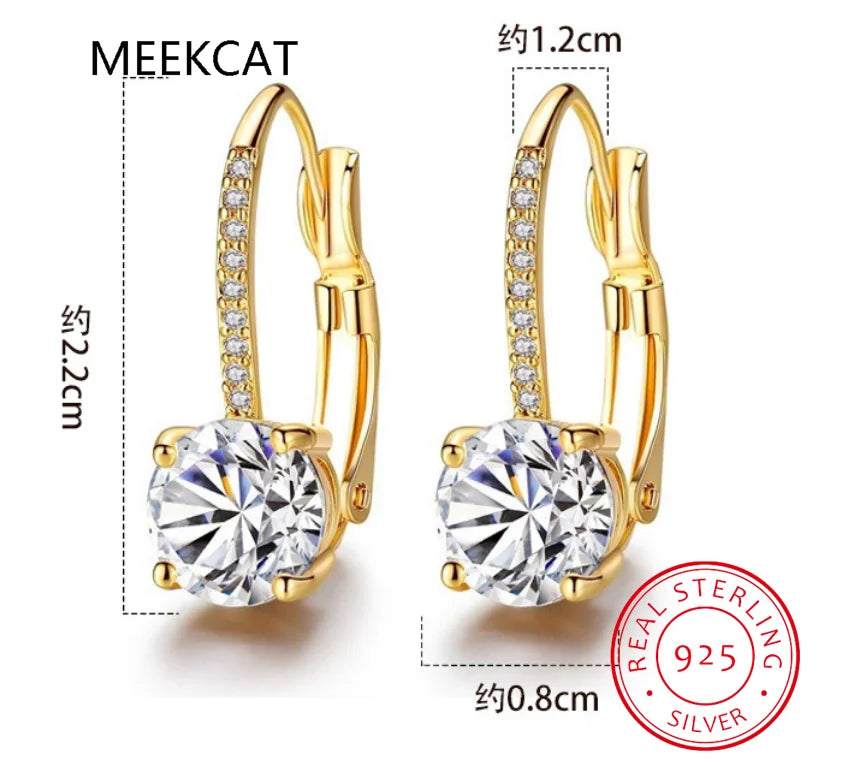 Boucles d'oreilles créoles en or plaqué 18 carats avec moissanite de 2 carats, argent streling 925