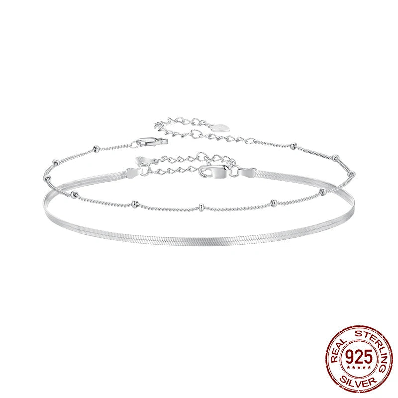 Bracelet de cheville en argent sterling 925  ajustable 3 styles