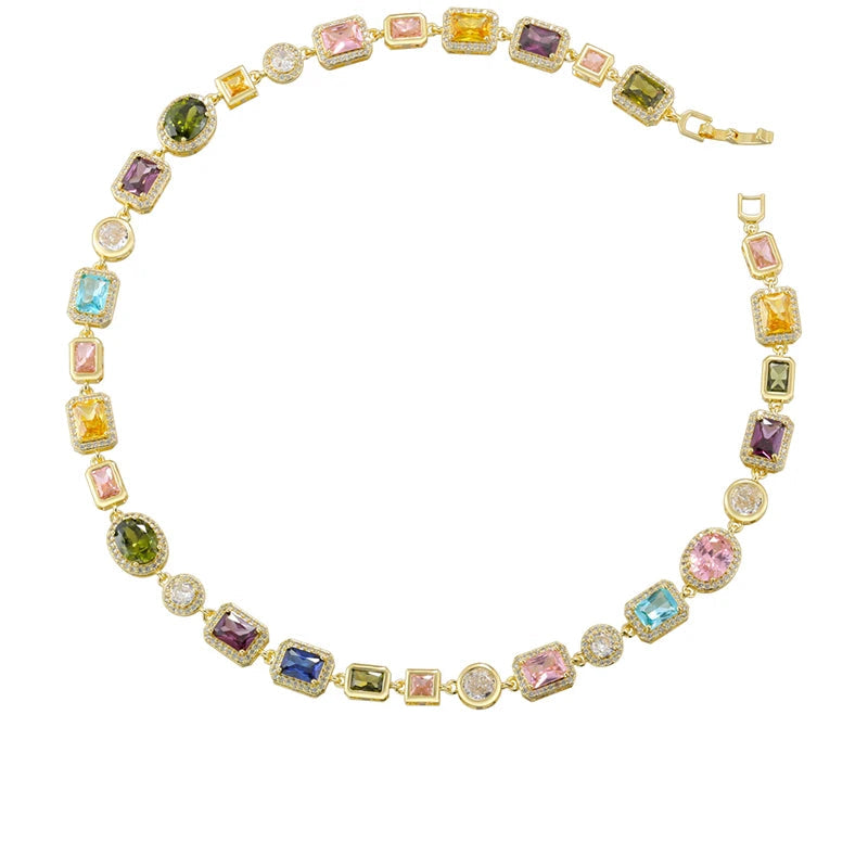Bracelet en Pierre Semi-Précieuse Mosaïque Plaqué Or 18K