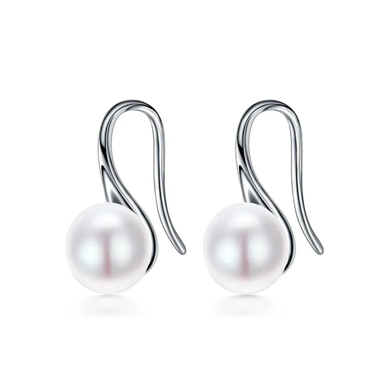 Boucles d'oreilles en perle naturelle en argent sterling 925 classiques