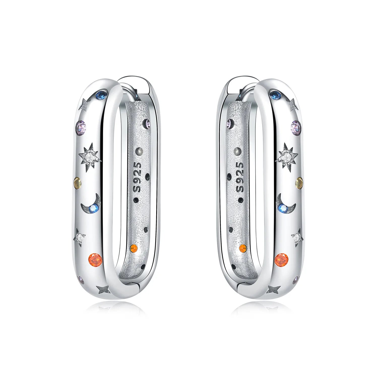 Boucles d'oreilles en argent sterling 925  minimaliste avec zircon bleu