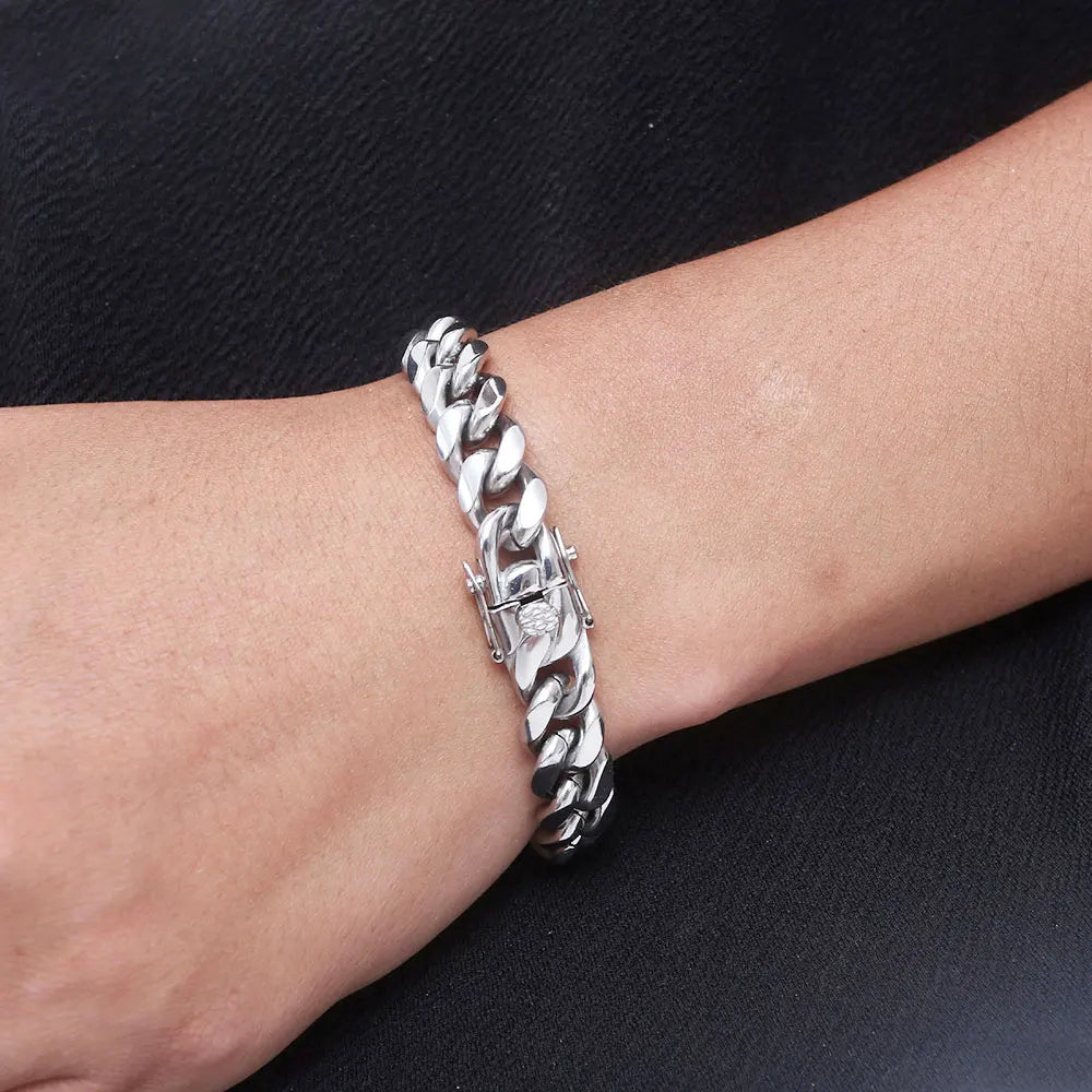 Bracelets cubains plaqué or 18k de 6 mm à 14 mm, chaînes à maillons cubains multisex