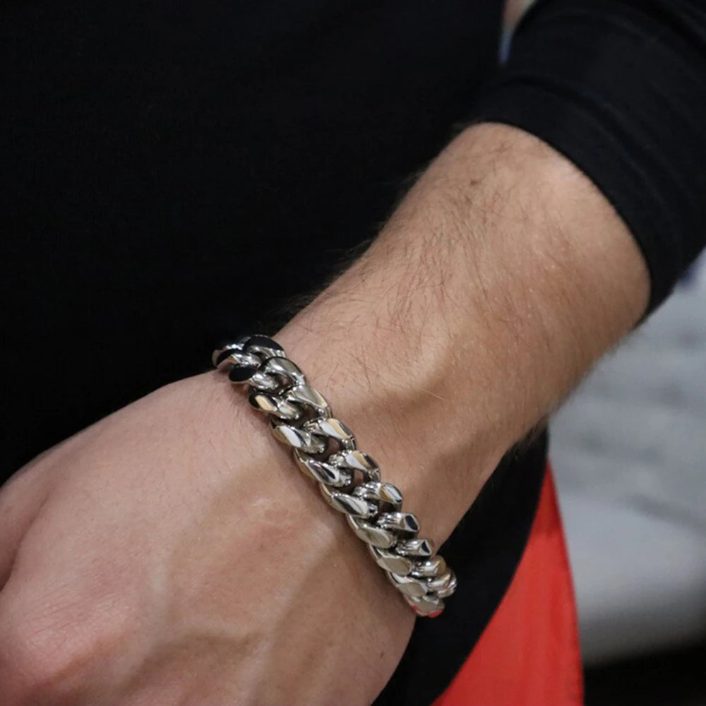 Bracelets cubains plaqué or 18k de 6 mm à 14 mm, chaînes à maillons cubains multisex