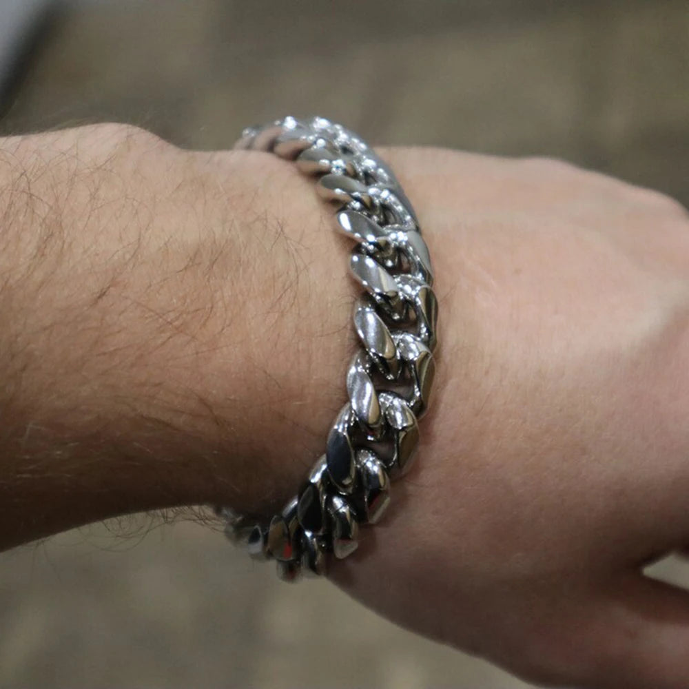 Bracelets cubains plaqué or 18k de 6 mm à 14 mm, chaînes à maillons cubains multisex