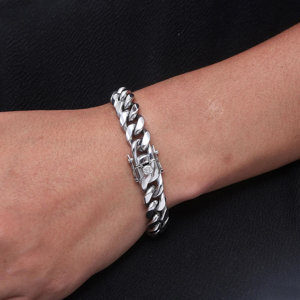 Bracelets cubains plaqué or 18k de 6 mm à 14 mm, chaînes à maillons cubains multisex