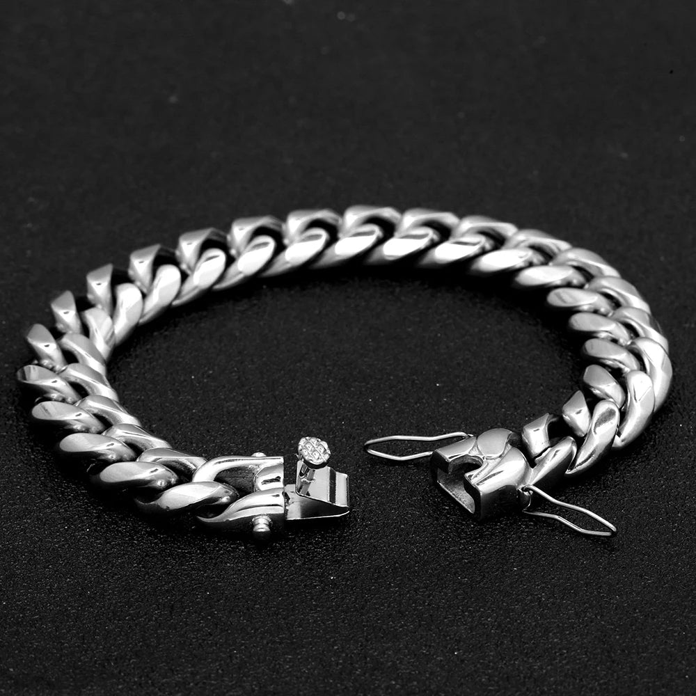 Bracelets cubains plaqué or 18k de 6 mm à 14 mm, chaînes à maillons cubains multisex